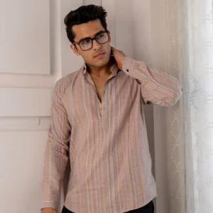 Men Cotton Printed Short Multicolor Kurta
