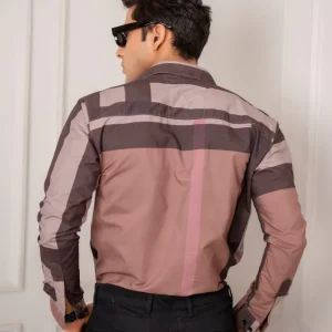 Stylish Color Block Print Brown Shirt.