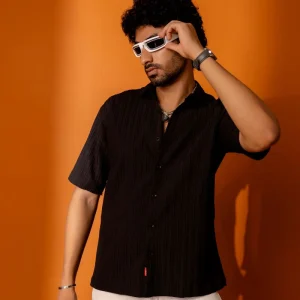 Stylish Color Block Print Brown Shirt.